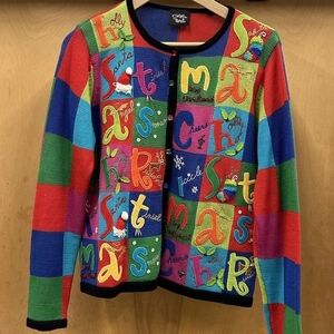 Christina Rotelli Women’s Ugly Christmas Sweater Size Small Holiday Patchwork